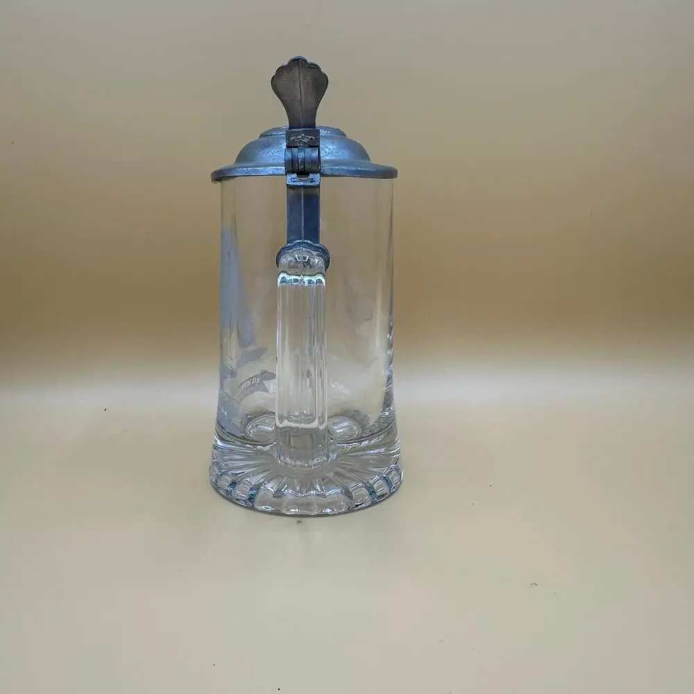 Vtg Old Spice Beer Stein Etched Glass ALWE 12 Meter Racing Sloop Series One